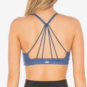 ALO YOGA Sunny Strappy Back Sports Bra in Cobalt Blue